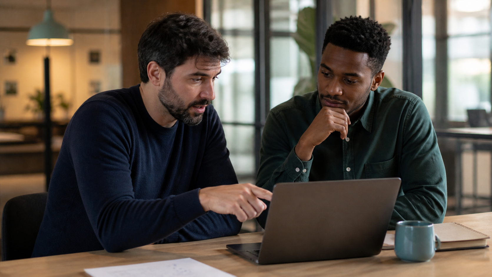 Founder and sales operator reviewing two outreach software options