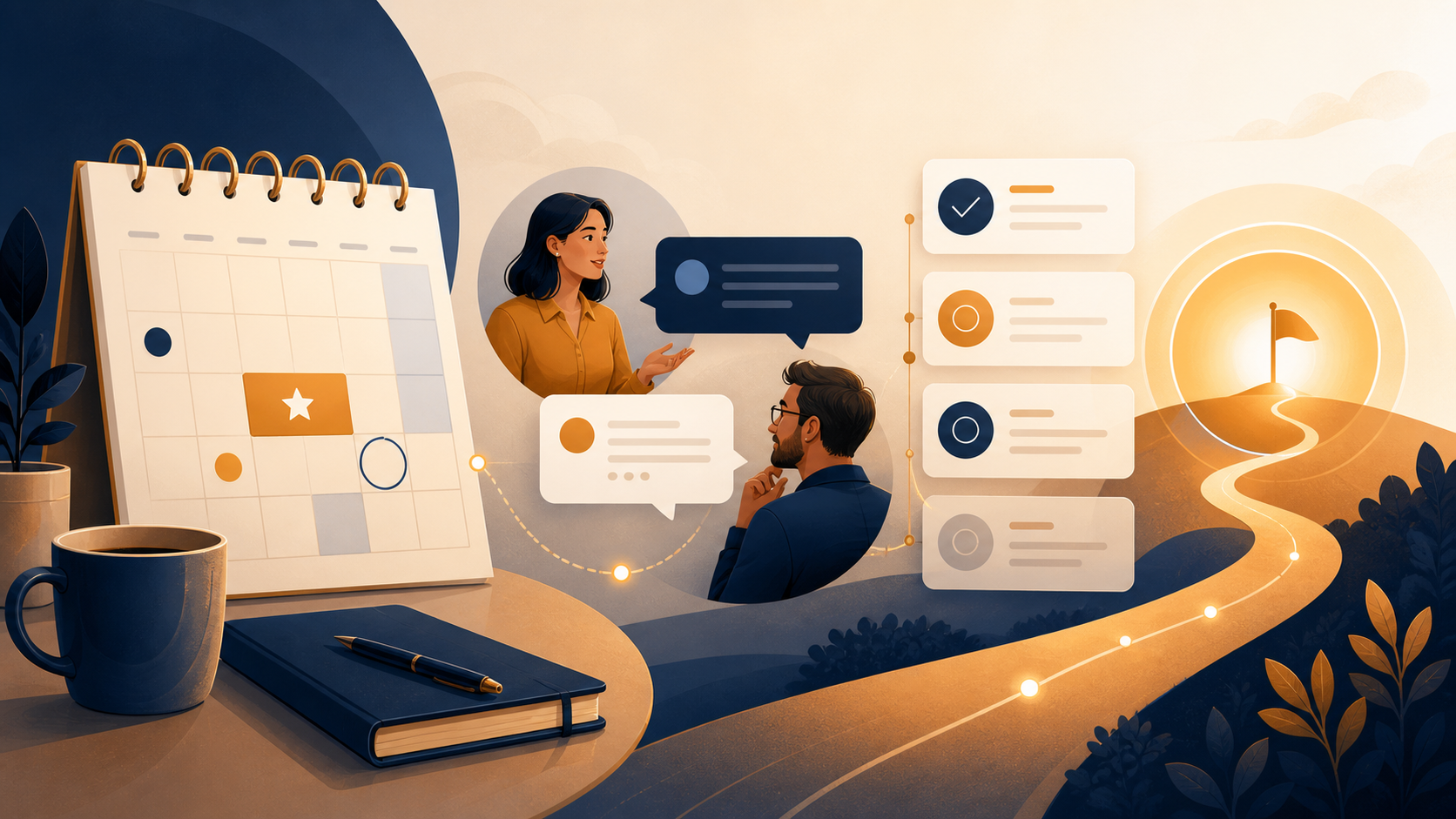 B2B Cold Email Templates for a First Conversation follow-up and next-action calendar